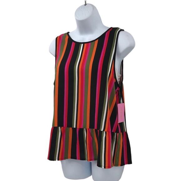 Riley & Rae Clown Striped Peplum Sleeveless Top Sz. M KIdcore - Picture 5 of 12